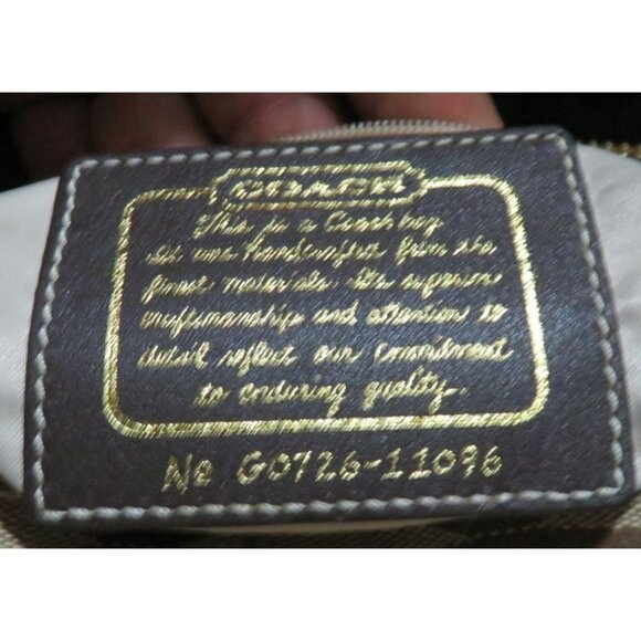 Coach 2007 Cursive Creed Signature Shimmer Stripe Canvas & Leather Demi Baguette - Picture 7 of 12